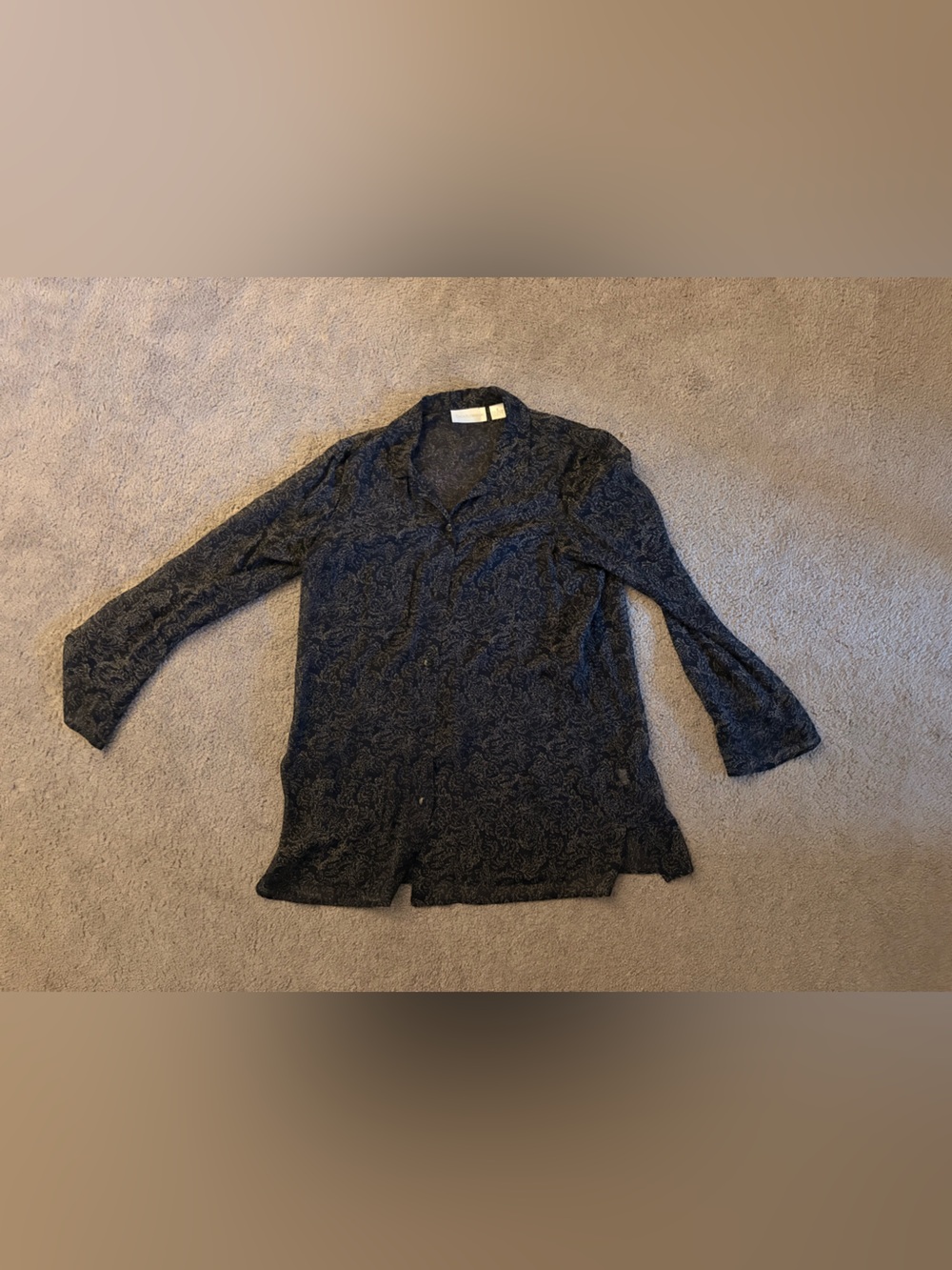 Dana Buchman Black Paisley Long-Sleeve Blouse